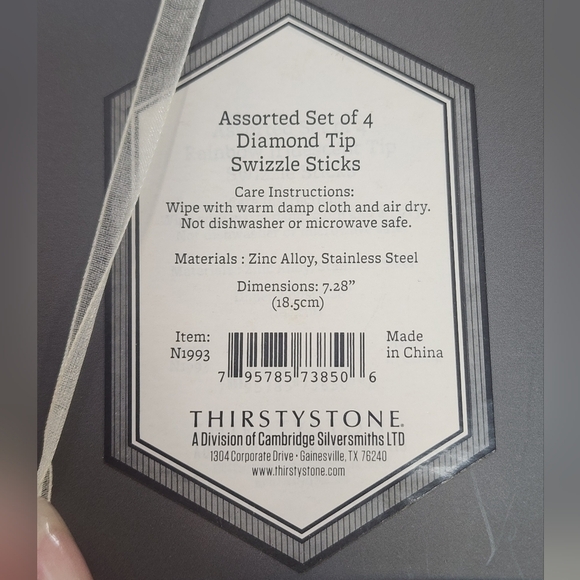 Thirstystone Elegant 4pcs Crystal Topper Metal Drink Stirrers (price per set) - Picture 6 of 9